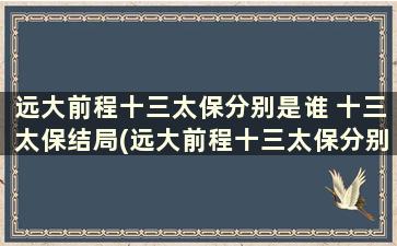 远大前程十三太保分别是谁 十三太保结局(远大前程十三太保分别是谁 十三太保谁最强)